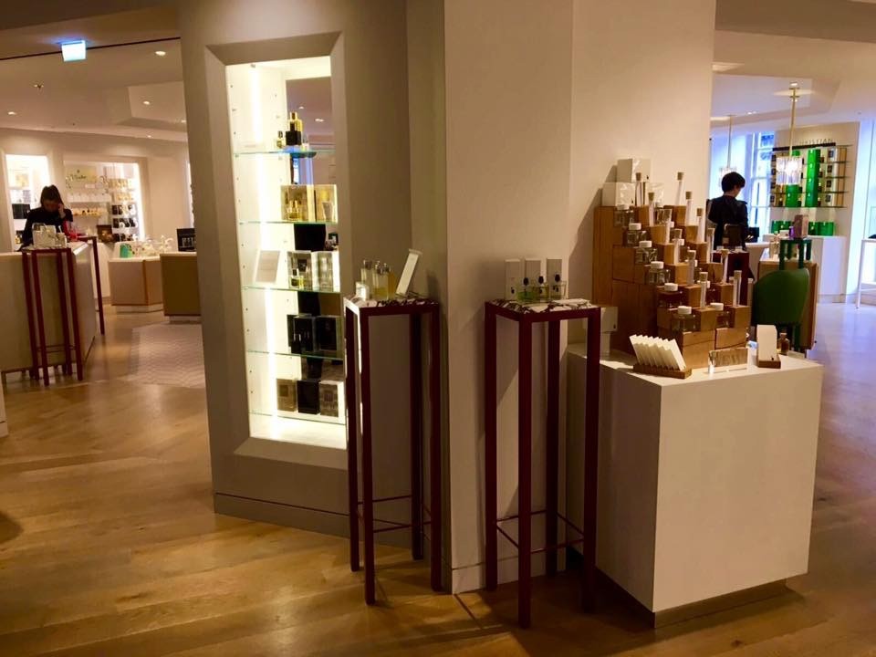 Solid oak custom made perfume stand used for display in Fortnum and Masons London | Solid Oak Designs