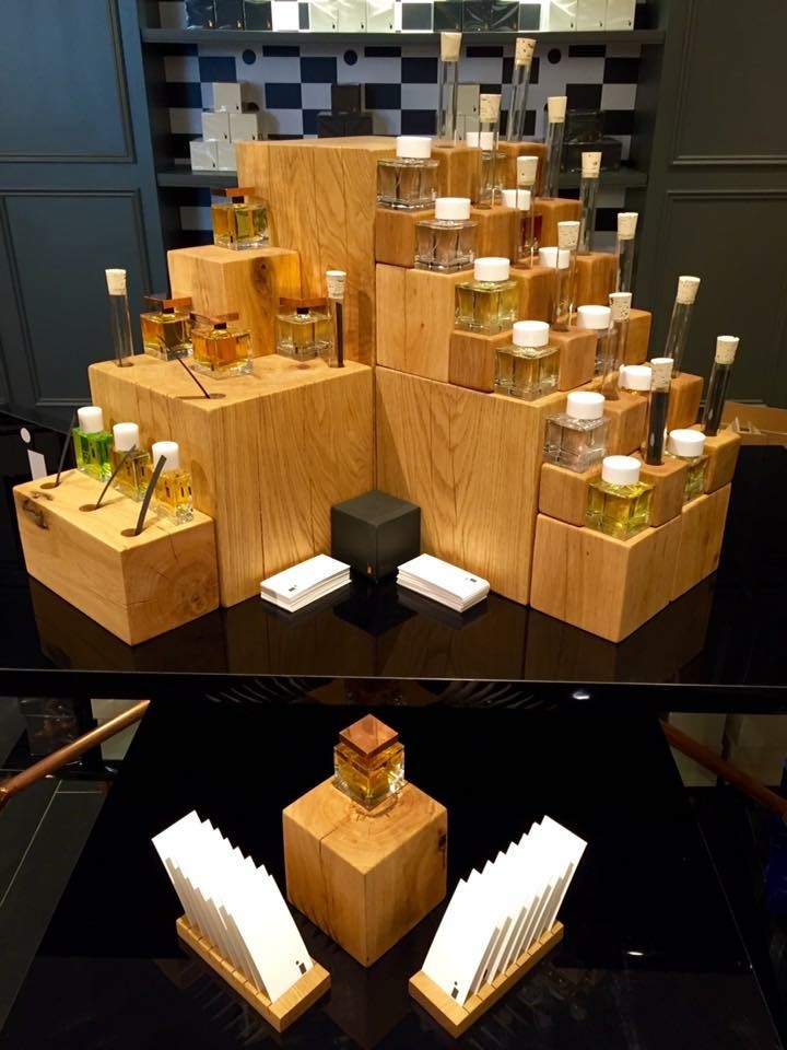 Solid oak custom made Perfume Stand for Display in Selfridges London.