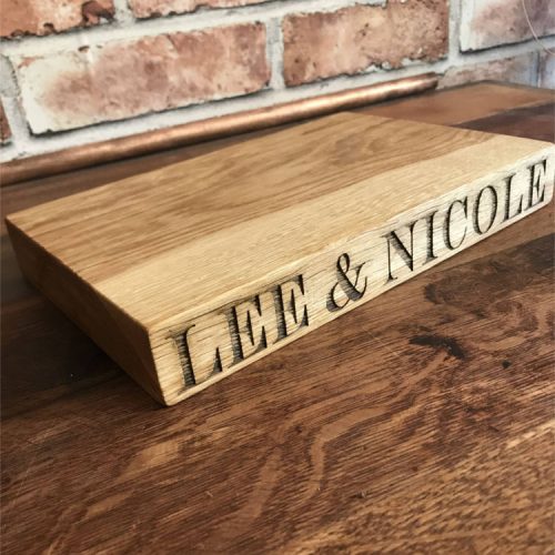 Solid Oak Small Personalised Edge Chopping Board.