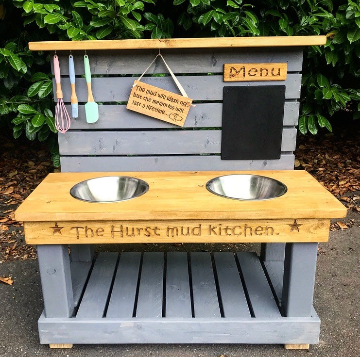 outdoor wooden mud kitchen